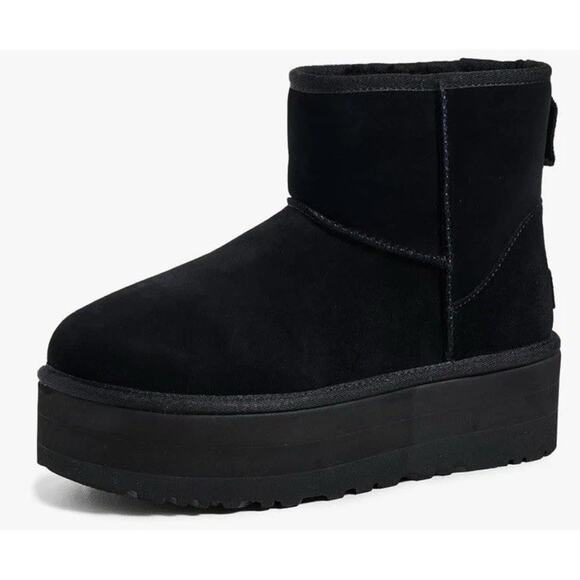 UGG Classic Mini Platform Black Uggs New (size 7) $180 MSRP - Picture 1 of 16